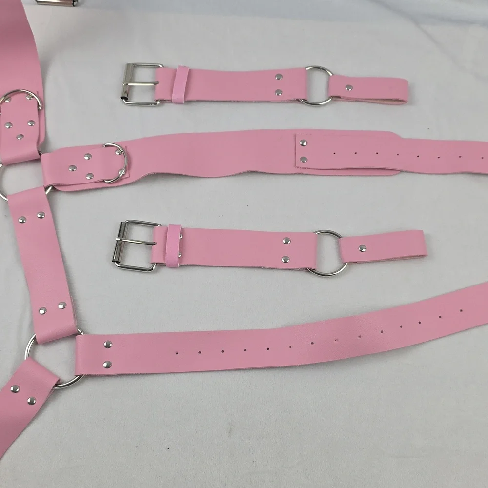 Pink Adjustable Faux Leather Harness Belt - Picture 4 of 4